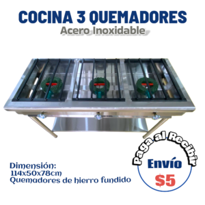 Cocina abierta 3 quemadores 114x50x80 cm