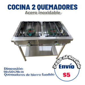 Cocina abierta 2 quemadores 80x50x80 cm