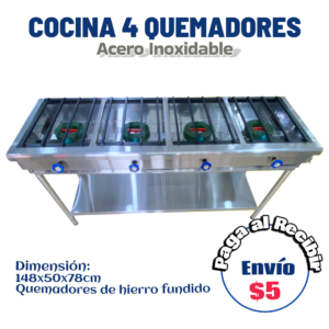 Cocina abierta 4 quemadores 148x50x80 cm