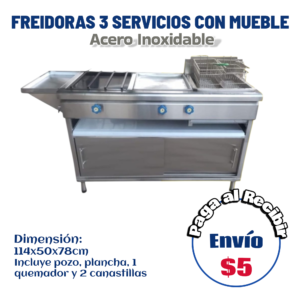 Freidora cerrada 3 servicios 114x50x78 cm