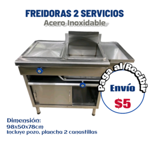 Freidora cerrada 2 servicios 98x50x78 cm