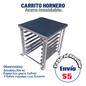 Carrito hornero 7 latas 65x65x70 cm
