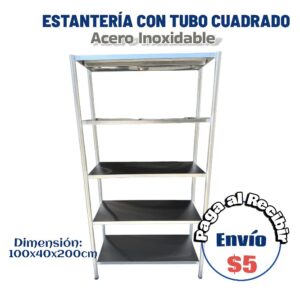 Estantería fija 5 bandejas tubo redondo 100x40x200 cm
