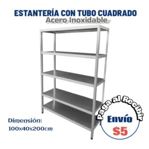 Estantería fija 5 bandejas tubo cuadrado 100x40x200 cm