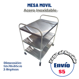 Mesa móvil 3 niveles 51x78x85 cm