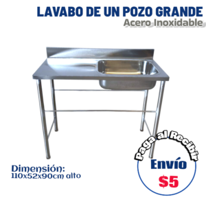 Lavabo base única 1 pozo grande 110x52x90 cm