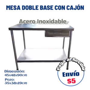 Mesa doble mediana con cajón 110x55x90 cm