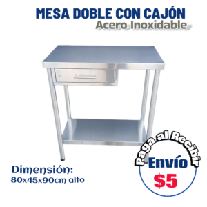Mesa doble pequeña con cajón 70x55x90 cm