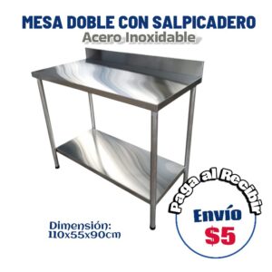 Mesa doble con salpicadero 110x55x90 cm