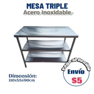Mesa triple mediana 110x55x90 cm