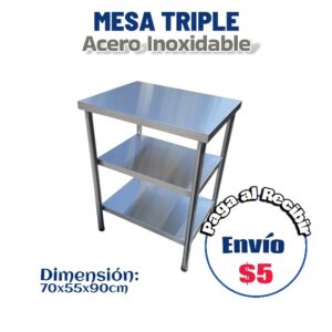 Mesa triple pequeña 70x55x90 cm