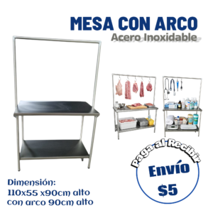Mesa doble con arco para colgar 110x55x90 cm