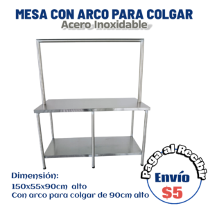 Mesa doble con arco para colgar 150x55x90 cm