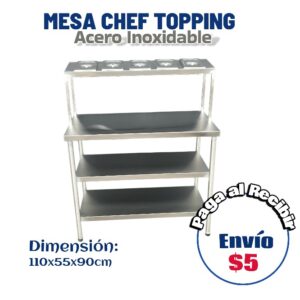 Mesa Triple Chef con 1 repisa y Topping 110x55 cm