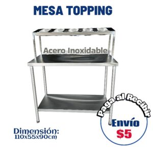 Mesa Doble Chef con 1 repisa y Topping 110x55 cm