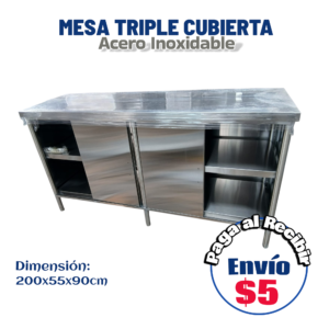 Mesa triple cubierta grande 200x55x90 cm